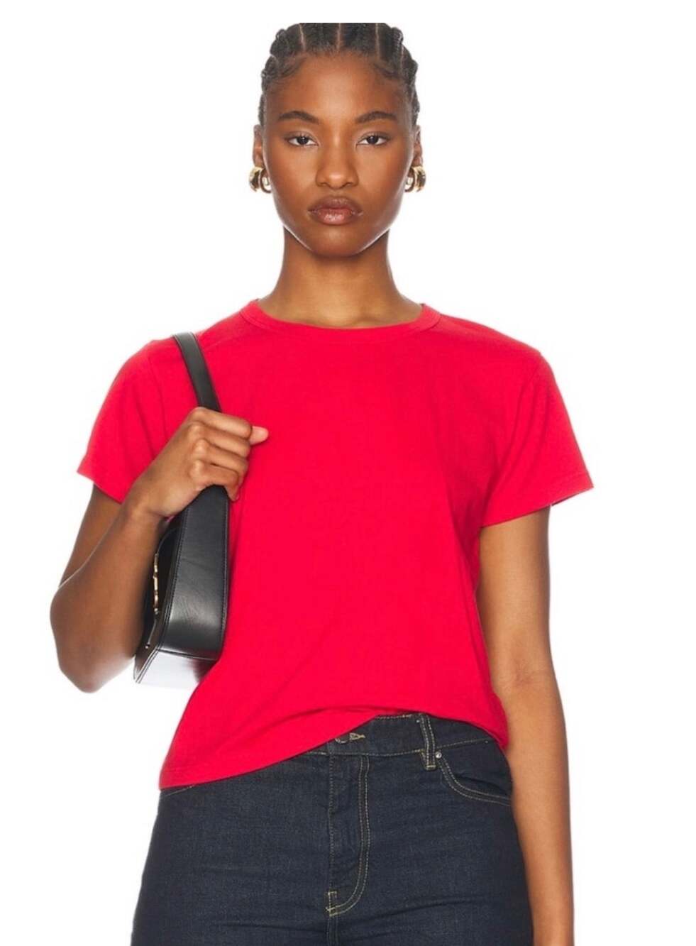 LESET Margo Cropped Blood Red Cotton Tee Small